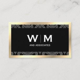 Executive Monogram Guld Gräns Damask Visitkort