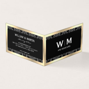 Executive Monogram Guld Gräns Damask Visitkort