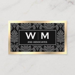 Executive Monogram Guld Gräns Damask Visitkort