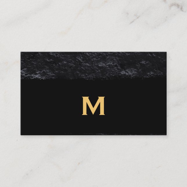 Executive Monogram på Slate Guld Brushed Visitkort (Framsida)