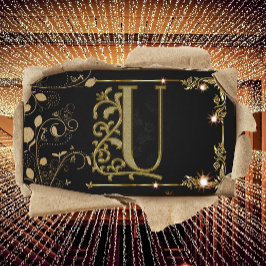 Executive Monogrammed Guld Black Brev (U) Visitkort