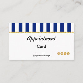 Executive Navy Blue Stripes & Gold Reminder Tidsbeställning Kort