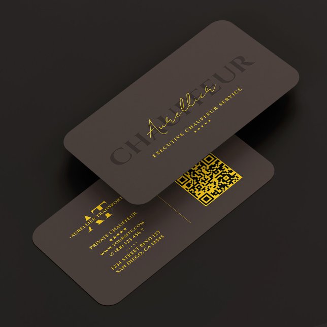 Executive Privat Chaufför Gul Espresso Modern Visitkort (Executive Private Chauffeur Yellow Espresso Modern Business Card
)