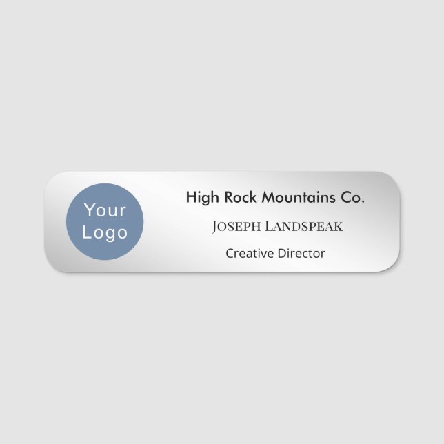 Executive Silver Metallisk & Anpassad Logotyp  Namnbricka (Framsida)