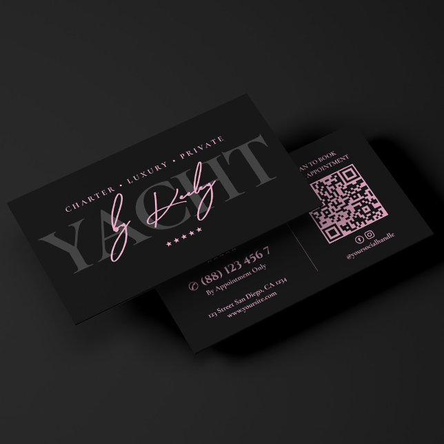 Executive Yacht Charter Minimal Rosa Svart  Visitkort (Executive Yacht Charter Minimal Pink Black Business Card
)