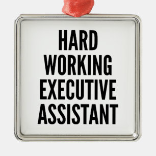 Exekutiv assistent med hårt arbete julgransprydnad metall