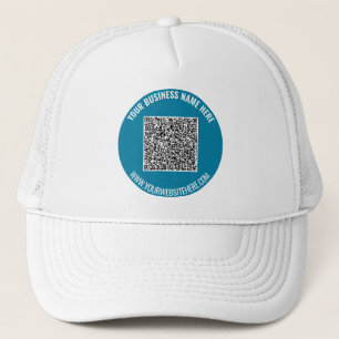 Exempel på anpassningsbar QR-kod och Truckerkeps a