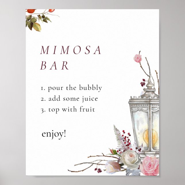 Exempel på Blommigt Ro & Lantern Mimosa Pub-tecken Poster (Framsidan)