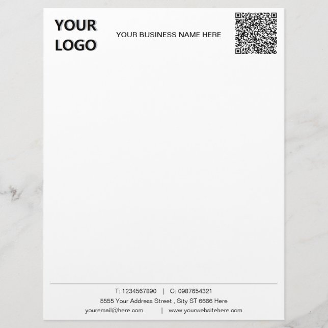 Exempel på Business Logotyp och QR Code Letterhead Brevhuvud (Framsida)