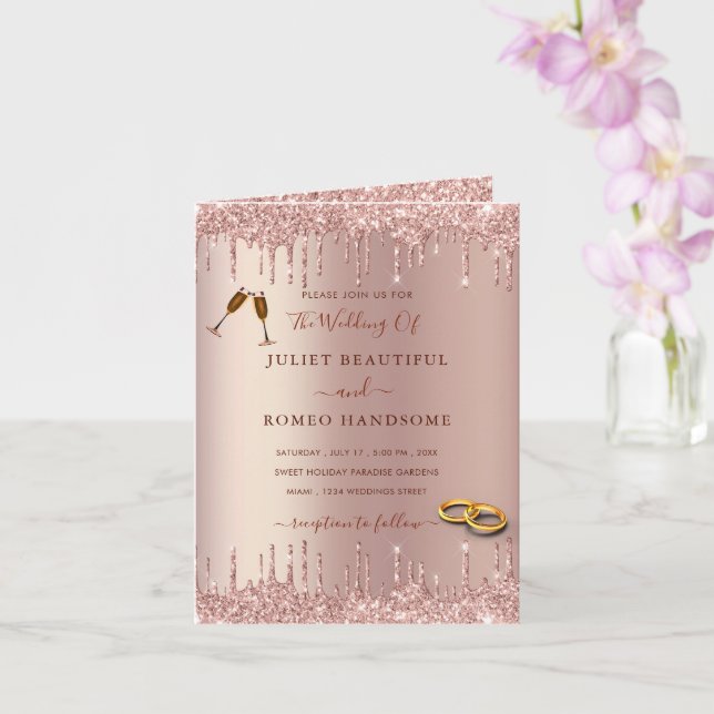 Exempel på inbjudan till bröllopsinbjudan ro Guld  (Orkide)