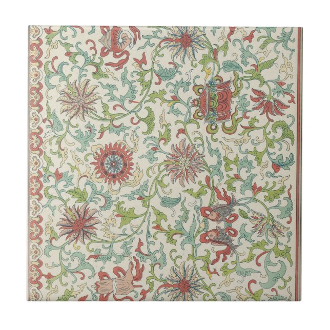 Exempel på kinesiskt prydnadsbrev Pl. 65 från Owen Kakelplatta (Framsidan)