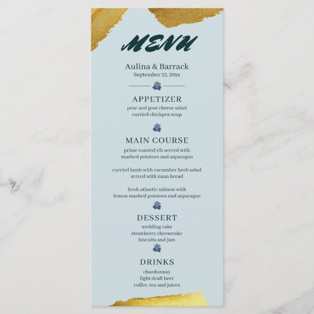 Exempel på klassisk Golden lila grönt Meny (Framsida)