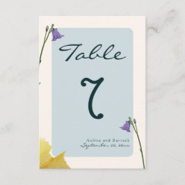 Exempel på klassiskt golden grönt bröllop bordsnum tilläggskort