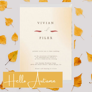 Exempel på minimal Cream Typography Photo Bröllop Inbjudningar