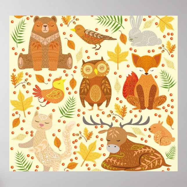 Exempel på prydnadsskogsdjur. poster (Framsidan)