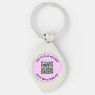 Exempel på QR-kodnyckelkedja med Anpassningsbar Swirl Silverfärgad Nyckelring