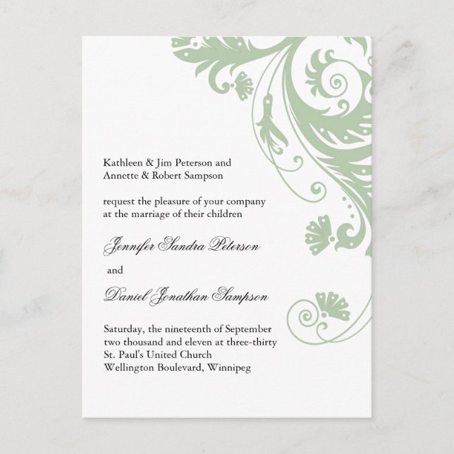 Exempel på vykort för Bröllop för Jen (Framsida)