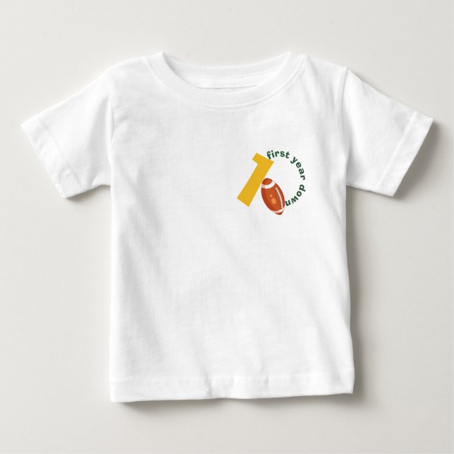 Exempel Retro Football Första Året Ned Födelisedag T Shirt (Framsida)