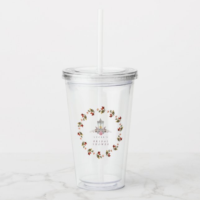 Exempel Rustik Blommig Rosor & Lykta Bröllopsdusch Take Away Mugg (Framsida)