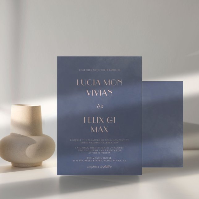 Exempelinbjudan till klassiskt marint blåröksbröll inbjudningar (Skapare uppladdad)