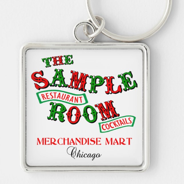 Exempelrummet, Merchandise Mart, Chicago, IL Fyrkantig Silverfärgad Nyckelring (Framsidan)