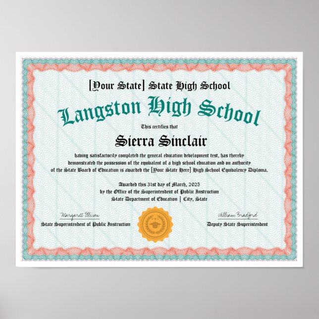 Exemplar av GED General High School Equivalvalent  Poster (Framsidan)