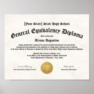 Exemplar av GED General High School Equivalvalent  Poster