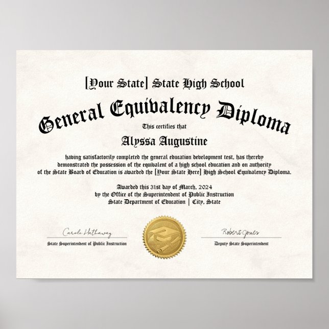 Exemplar av GED General High School Equivalvalent  Poster (Framsidan)