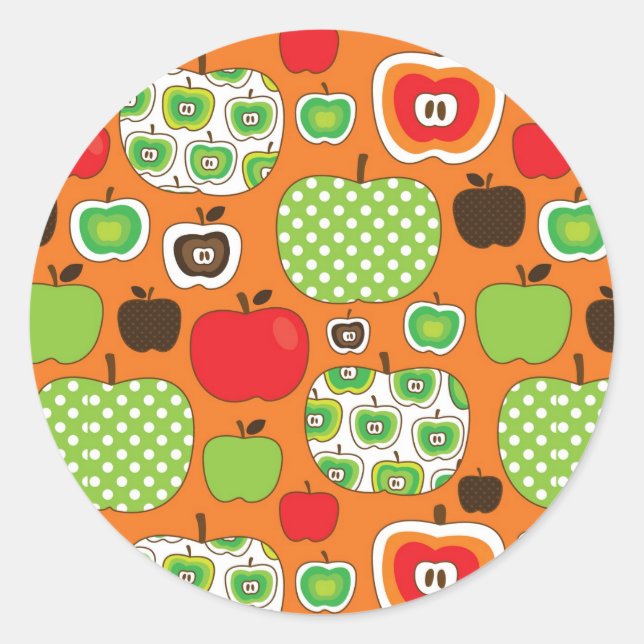 Exemplar för grumligt äpple, mönster runt klistermärke (Framsida)