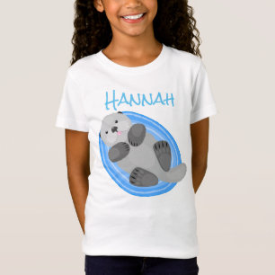 Exemplar på tecknaden av uttjänta havet i lycklig t shirt
