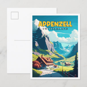 Exemplet Appenzell Schweiz vintage resor Vykort