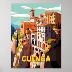 Exemplet Cuenca Spanien vintage resor Poster