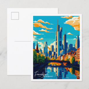 Exemplet Frankfurt Tyskland vintage resor Vykort