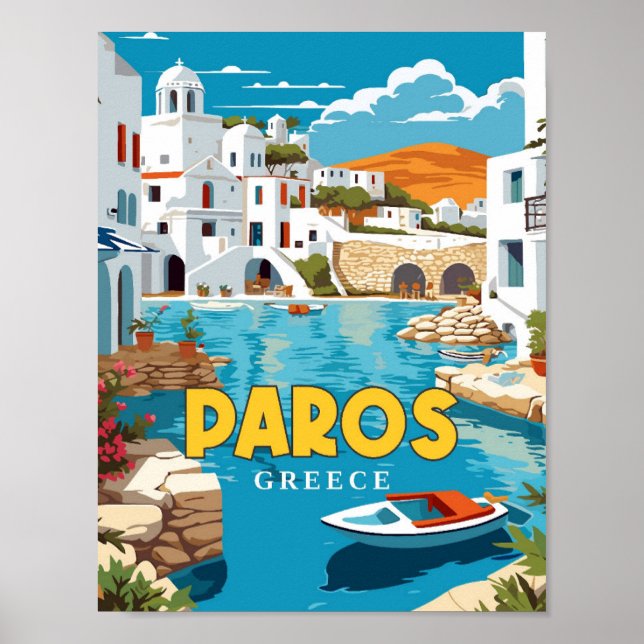 Exemplet Paros Greece vintage resor Poster (Framsidan)