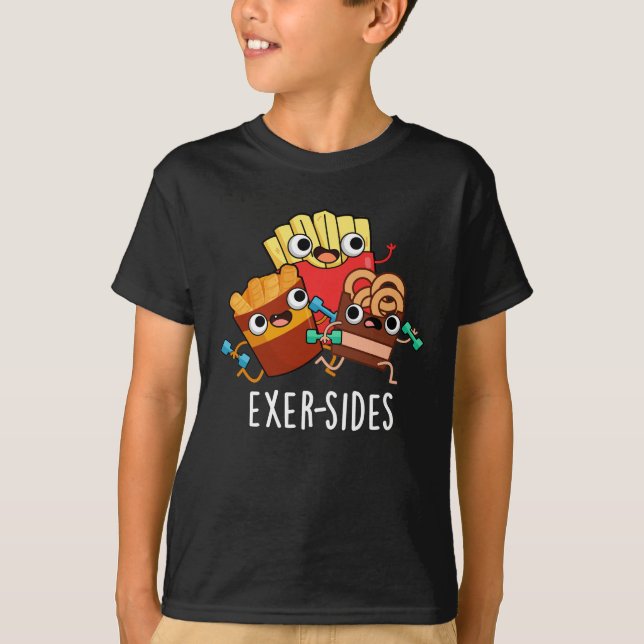 Exer-sides Funny Exercise Pun Mörk BG T Shirt (Framsida)