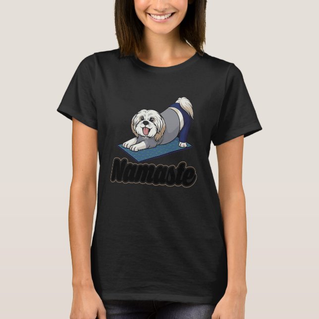 Exercise Yoga Shih Tzu Let's Walk men women kids,  T Shirt (Framsida)