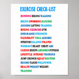 EXERCISERA CHECK-LIST GYM Weight Health Heart Canc Poster