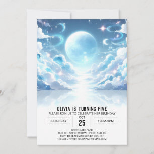 Exerspace Cute Celestial Digital Birthday Inbjudningar