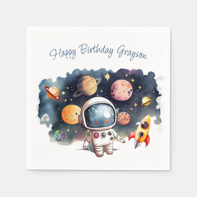 Exerspace Planets Boy Birthday Pappersservett (Framsidan)