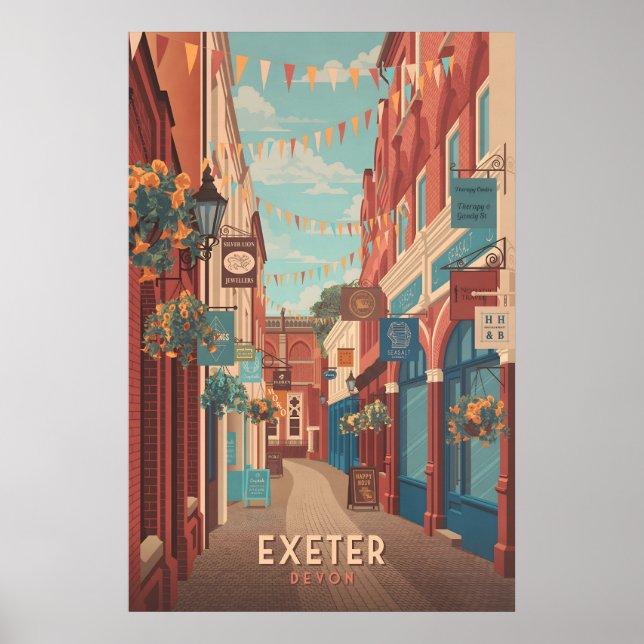 Exeter Devon Resemålningaffisch Poster (Framsidan)