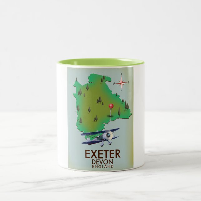 Exeter Devon vintage resemaffisch Två-Tonad Mugg (Center)