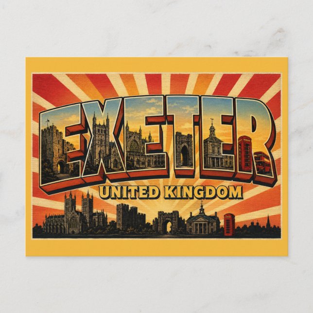 Exeter England romersk & domkyrkostad Vykort (Framsida)