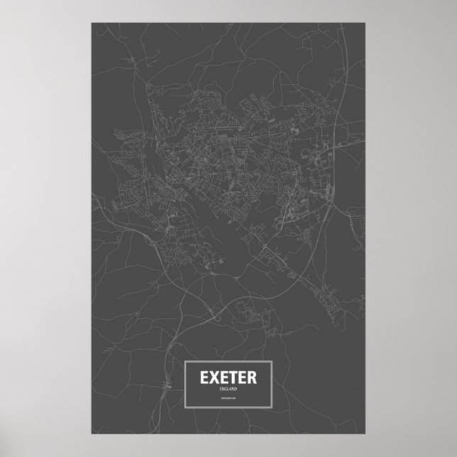 Exeter, England (vit på svart) Poster (Framsidan)