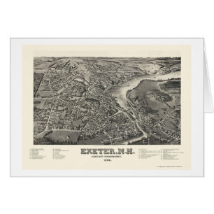 Exeter panorama- karta för NH - 1884 Hälsningskort