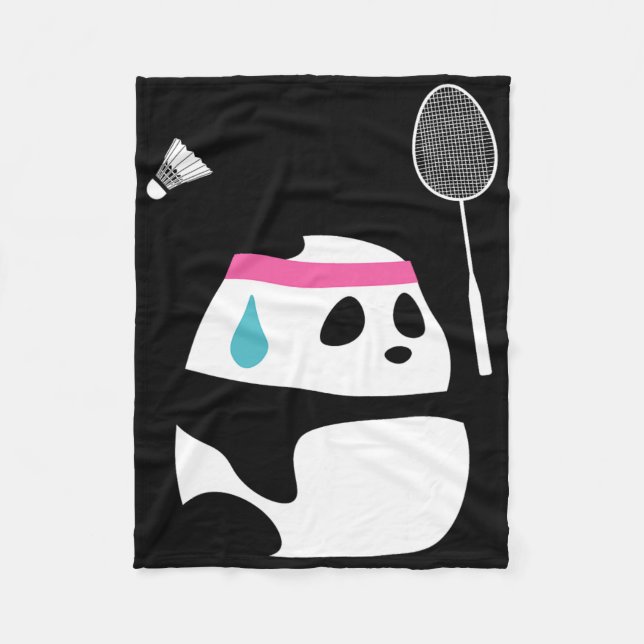 Exhausted Badminton Panda - Funny Cute Shuttle Ani Fleecefilt (Framsidan)