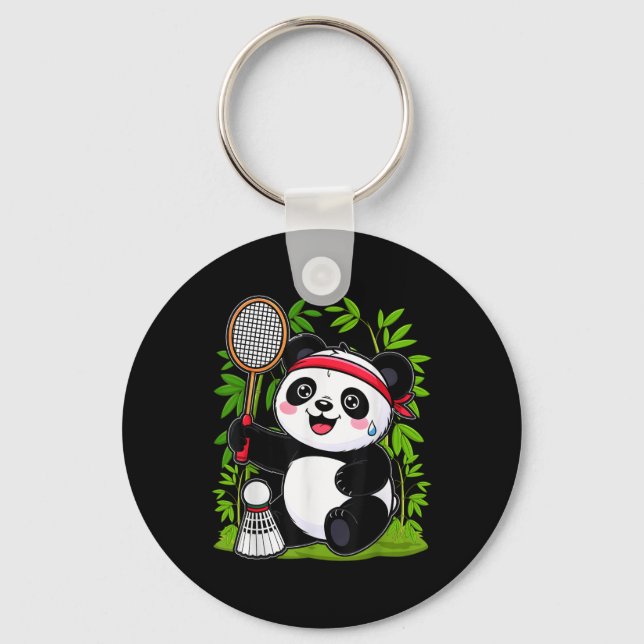 Exhausted Badminton Panda - Funny Cute Shuttle Ani Nyckelring (Framsida)