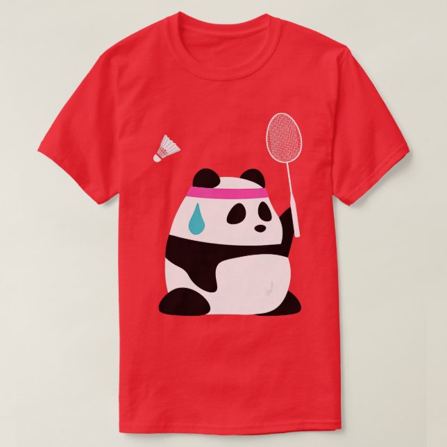 Exhausted Badminton Panda Funny Sweet Badminton A T Shirt (Design framsida)