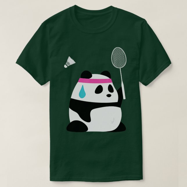 Exhausted Badminton PandaFunny Sweet Badminton Ani T Shirt (Design framsida)