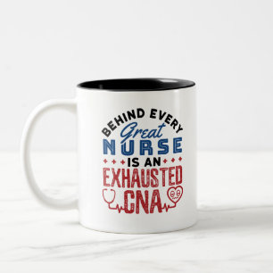 Exhausted CNA Auktoriserad Nursing Assistant Två-Tonad Mugg
