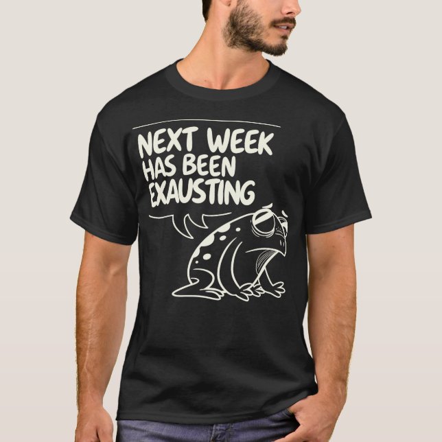 Exhausted Frog Funny Tecknad T-Shirt (Framsida)